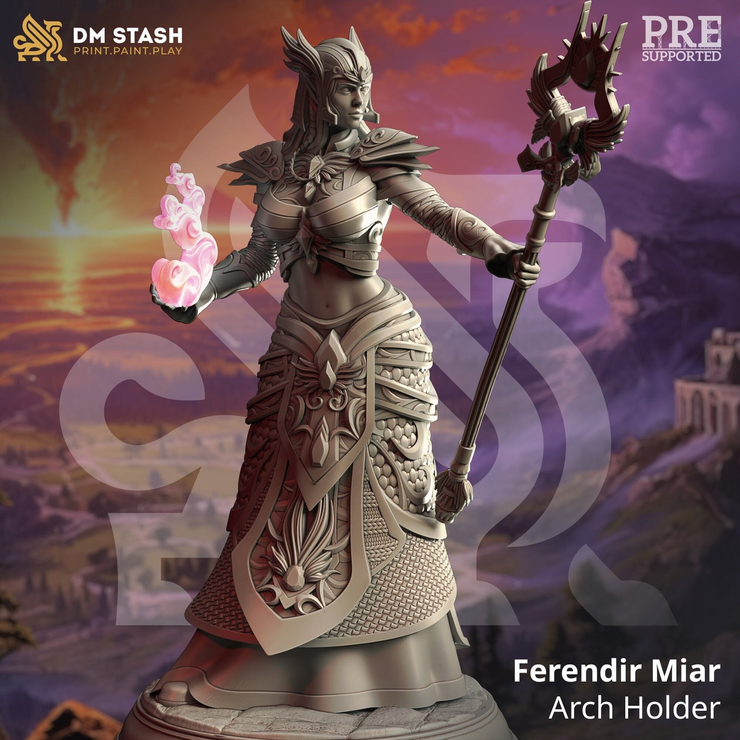 Ferendir Miar, Arch Holder Miniature | DM Stash | Character Miniature PC/NPC | 32mm Scale