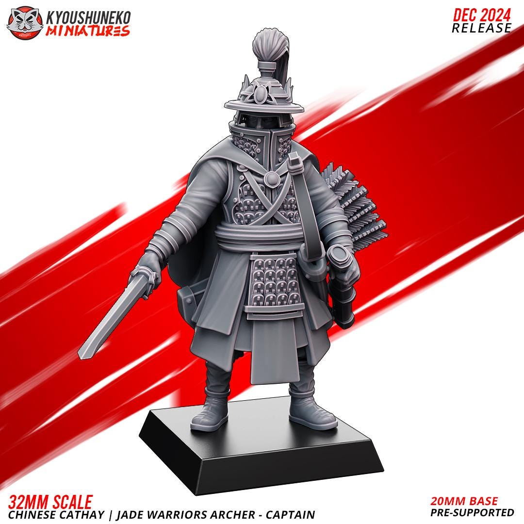 Cathay Jade Warrior Archers Miniatures (w/ bases) | Kyoushuneko Minis | Fantasy Wargaming |