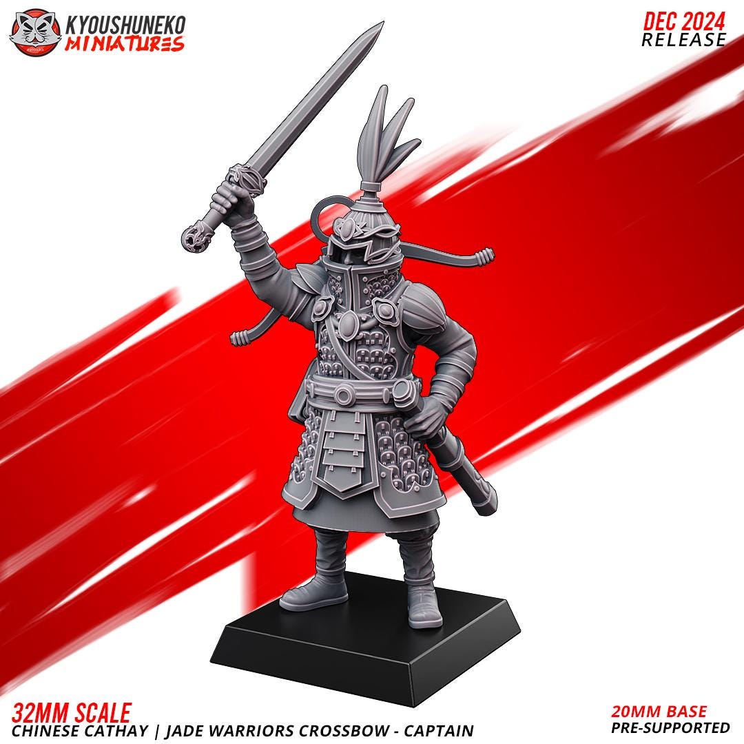 Cathay Jade Warrior Crossbowmen Miniatures (w/ bases) | Kyoushuneko Minis | Fantasy Wargaming | 32mm Scale