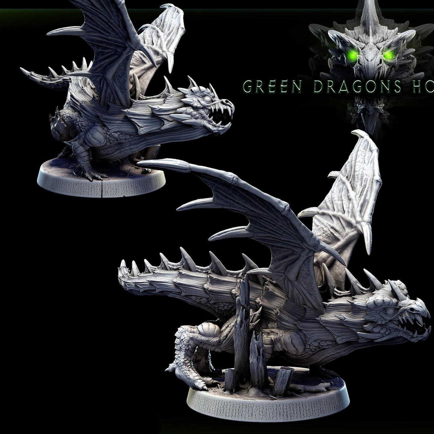 Young Green Dragon Miniatures | Mini Monster Mayhem | TTRPG Minis | Dragon Wyrmling |