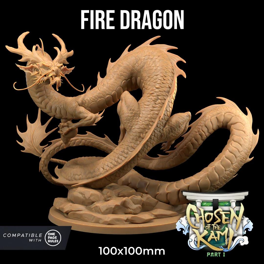 Celestial Fire Dragon Miniature | Dragon Trappers Lodge | TTRPG / Wargaming Miniature