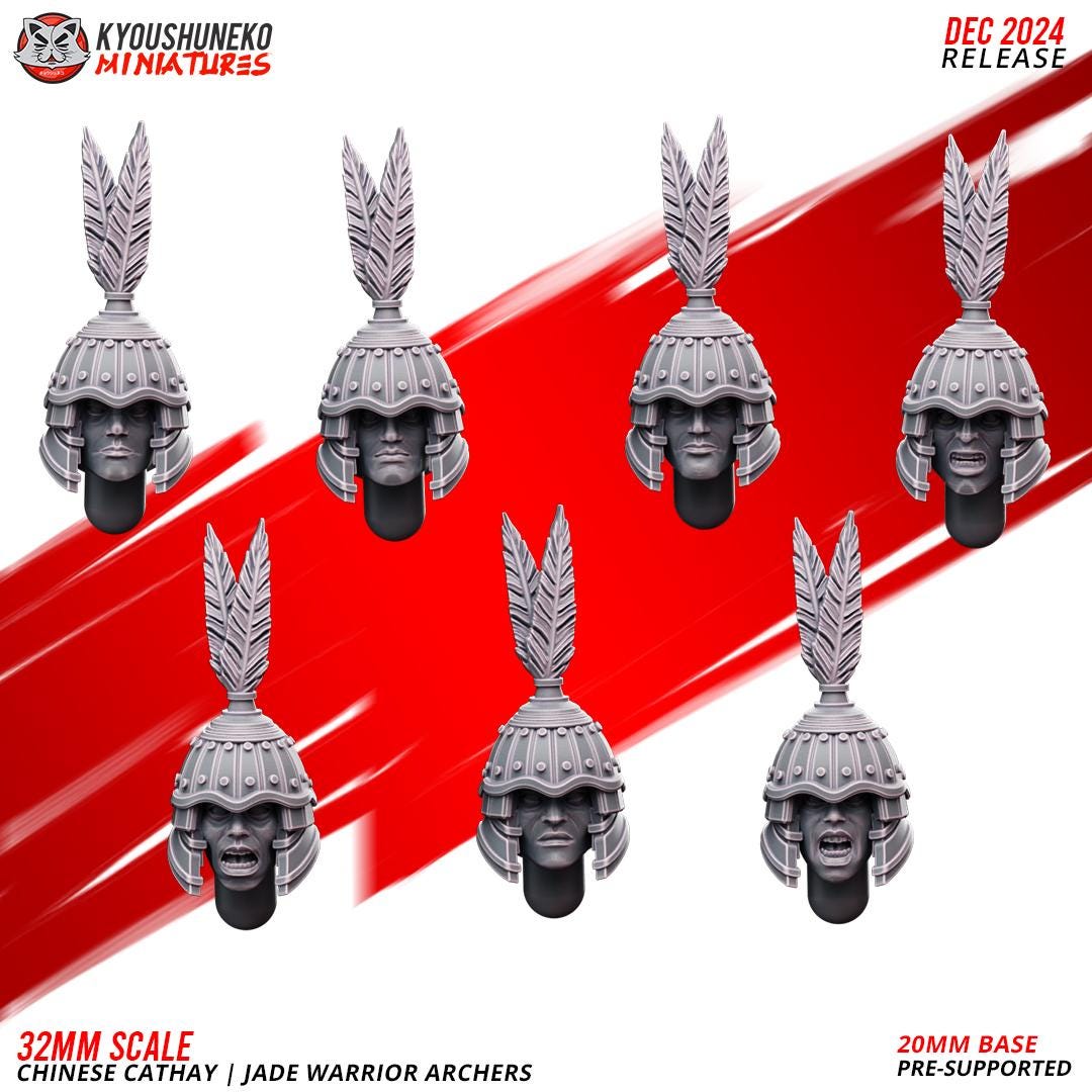 Cathay Jade Warrior Archers Miniatures (w/ bases) | Kyoushuneko Minis | Fantasy Wargaming |