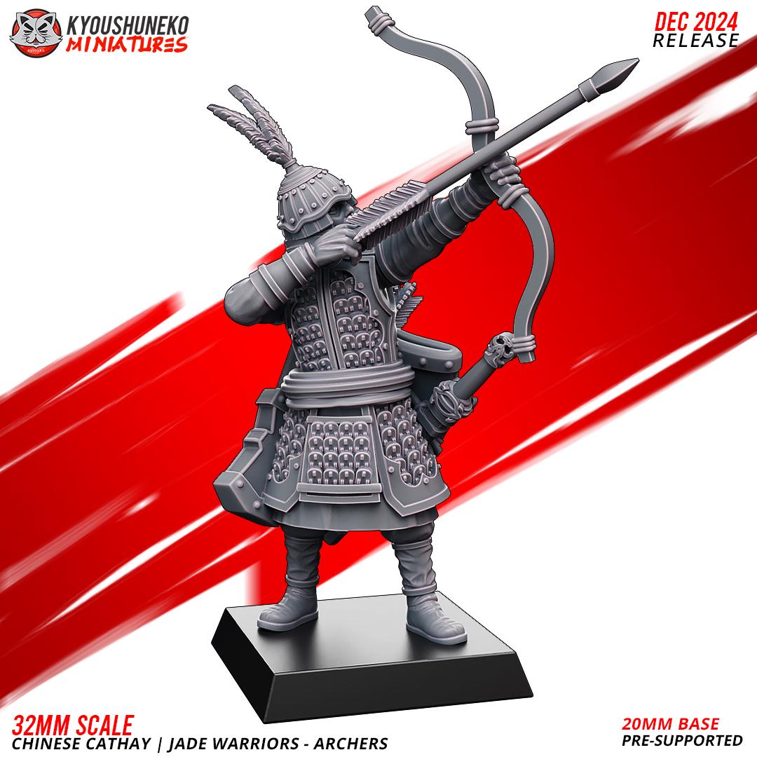 Cathay Jade Warrior Archers Miniatures (w/ bases) | Kyoushuneko Minis | Fantasy Wargaming |