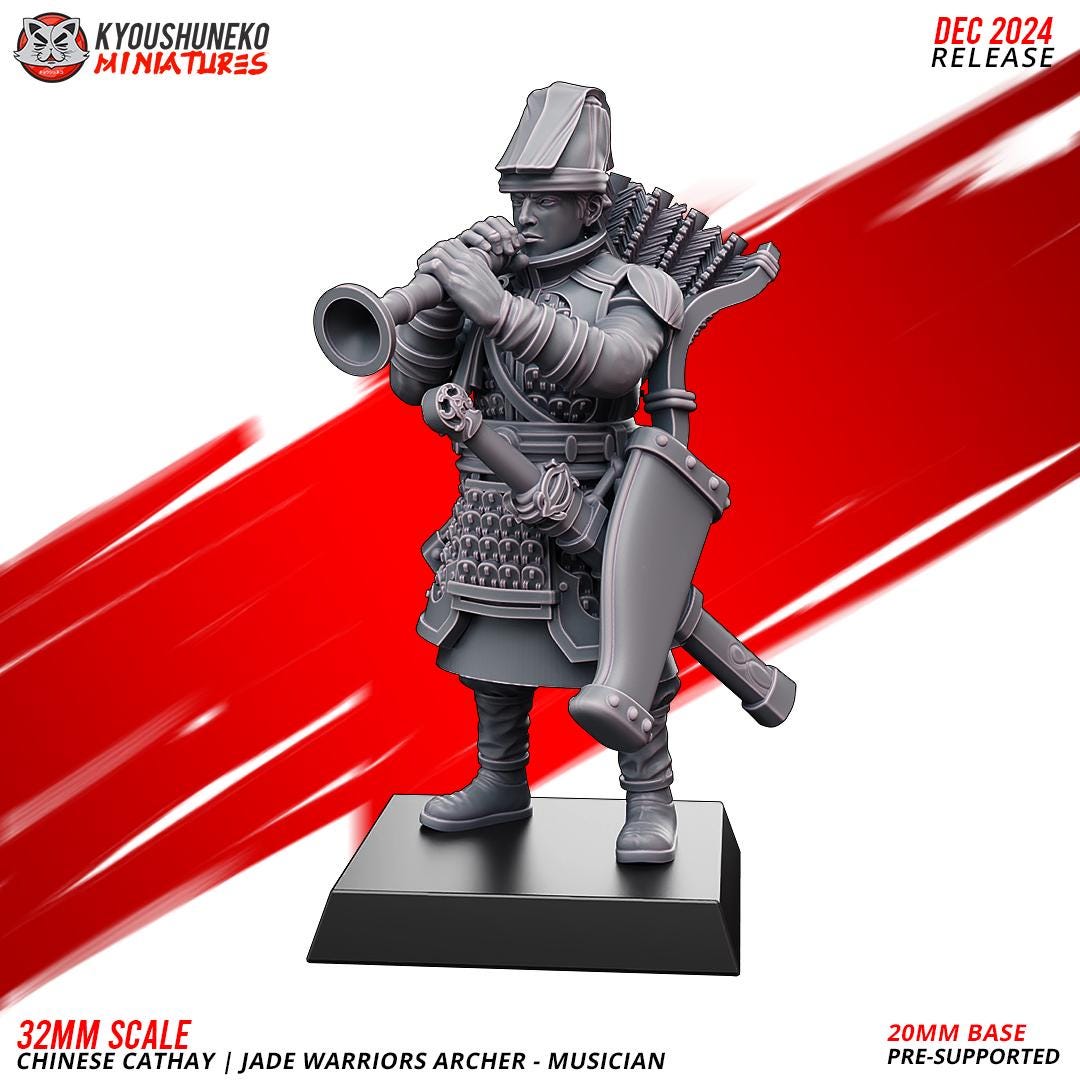 Cathay Jade Warrior Archers Miniatures (w/ bases) | Kyoushuneko Minis | Fantasy Wargaming |