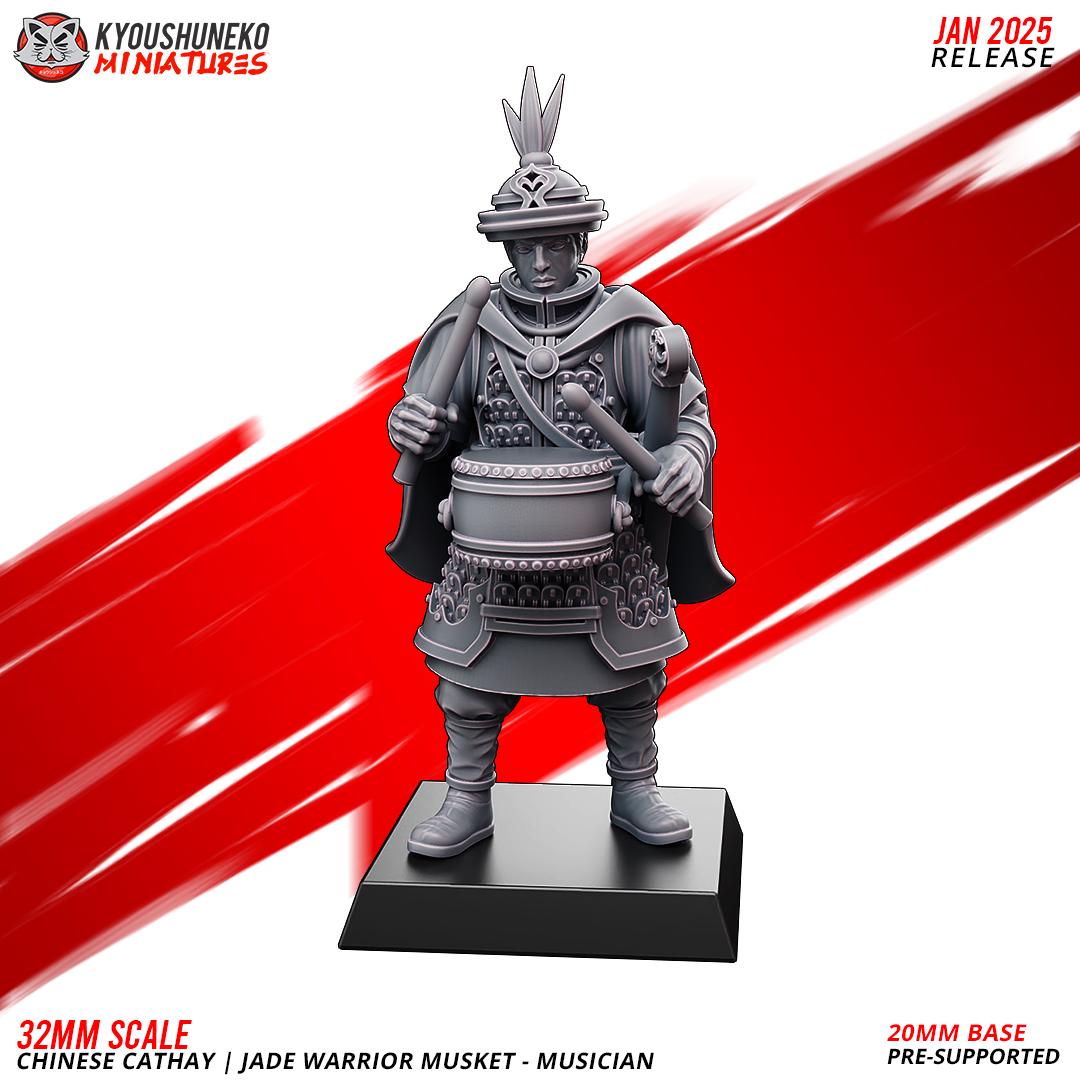 Cathay Jade Warrior Musketmen Miniatures (w/ bases) | Kyoushuneko Minis | Fantasy Wargaming | 32mm Scale