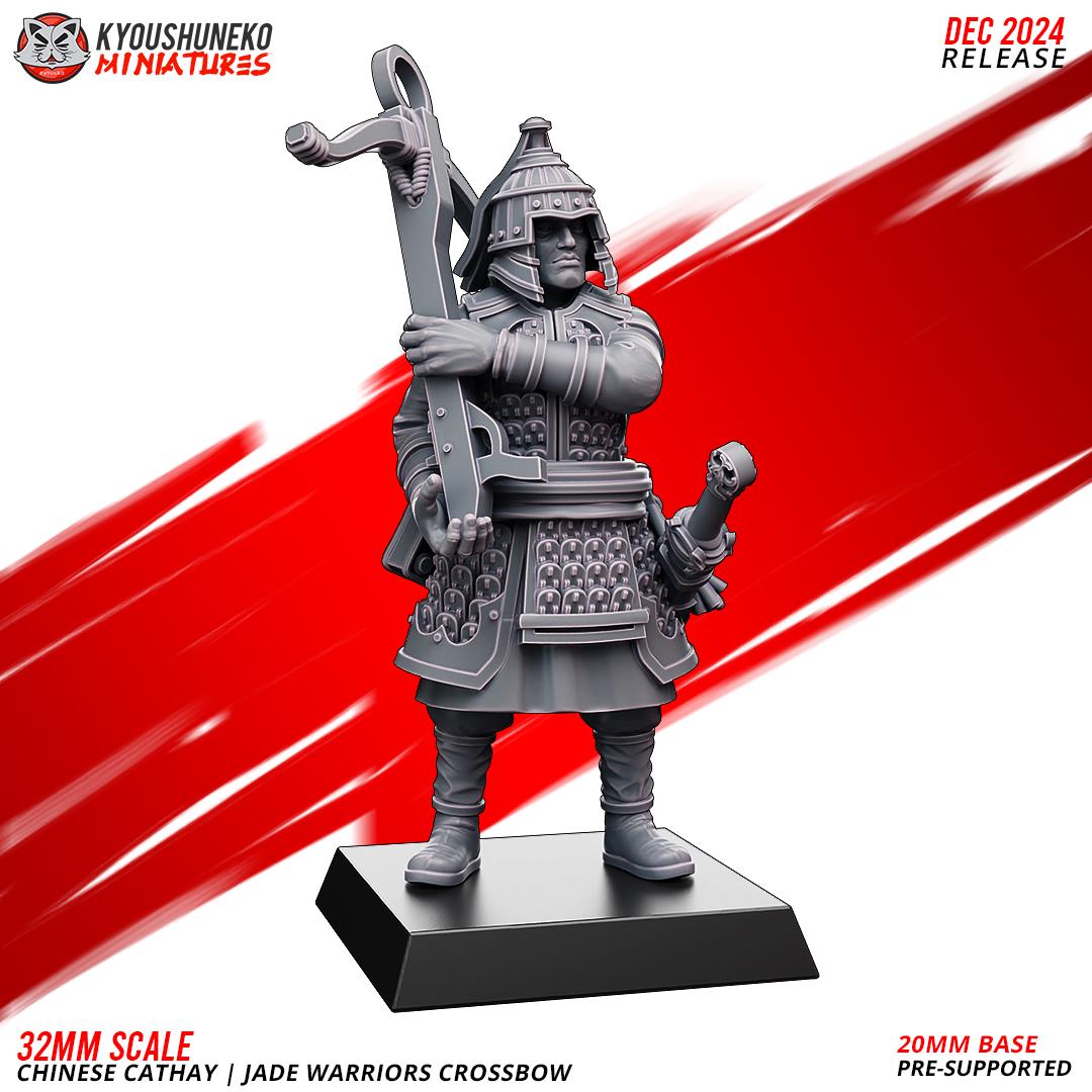 Cathay Jade Warrior Crossbowmen Miniatures (w/ bases) | Kyoushuneko Minis | Fantasy Wargaming | 32mm Scale
