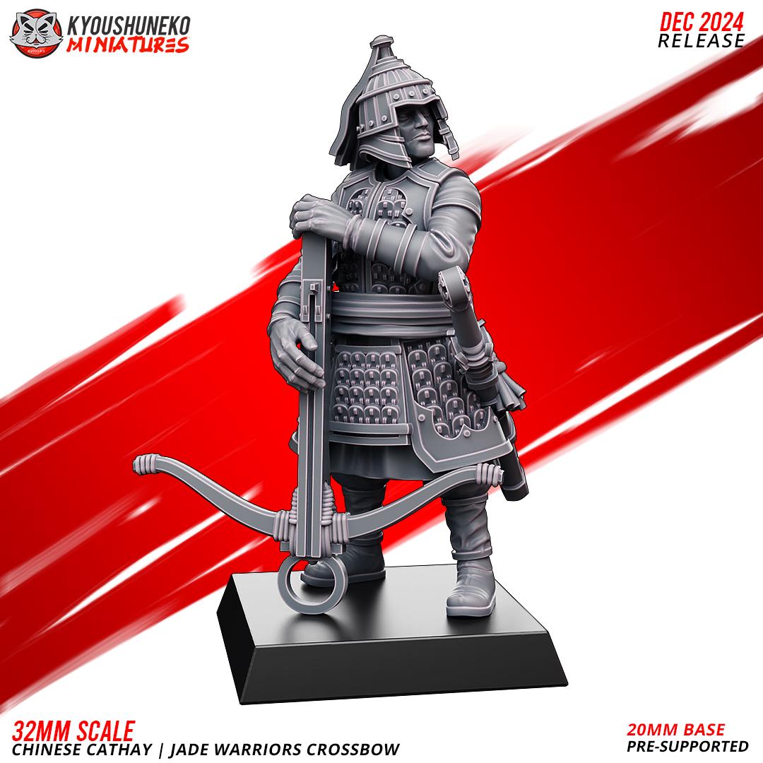 Cathay Jade Warrior Crossbowmen Miniatures (w/ bases) | Kyoushuneko Minis | Fantasy Wargaming | 32mm Scale