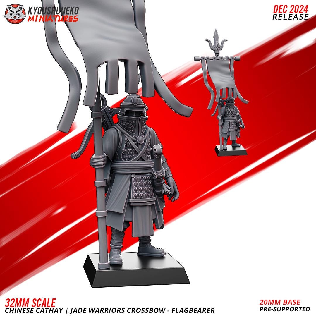 Cathay Jade Warrior Crossbowmen Miniatures (w/ bases) | Kyoushuneko Minis | Fantasy Wargaming | 32mm Scale