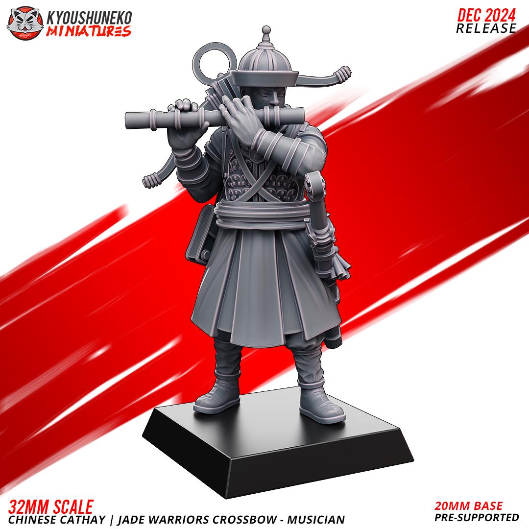 Cathay Jade Warrior Crossbowmen Miniatures (w/ bases) | Kyoushuneko Minis | Fantasy Wargaming | 32mm Scale