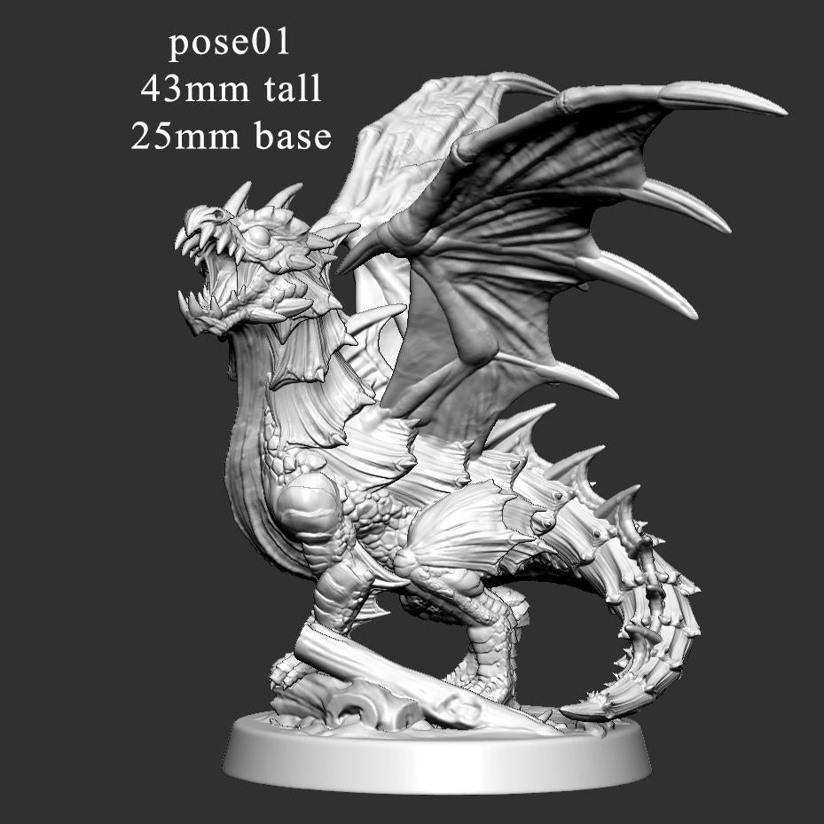 Young Green Dragon Miniatures | Mini Monster Mayhem | TTRPG Minis | Dragon Wyrmling |