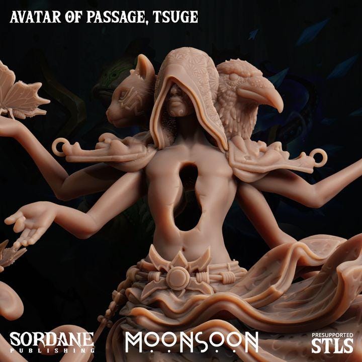 Tsuge, Avatar of Passage Miniature | Sordane Publishing | Celestial Deity Miniature | TTRPG | D&D5e