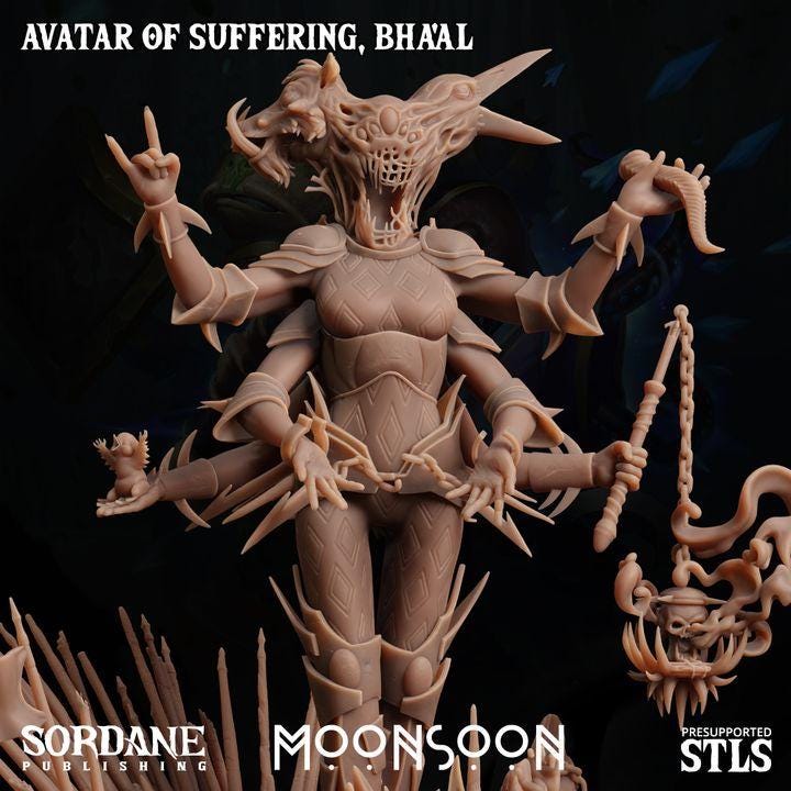 Bha'al, Avatar of Suffering Miniature | Sordane Publishing | Celestial Deity Miniature | TTRPG | D&D5e