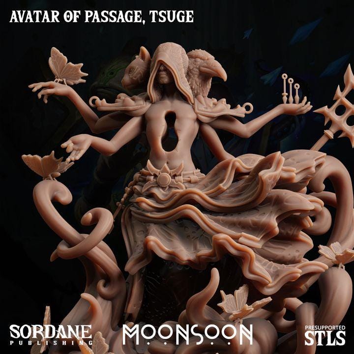 Tsuge, Avatar of Passage Miniature | Sordane Publishing | Celestial Deity Miniature | TTRPG | D&D5e