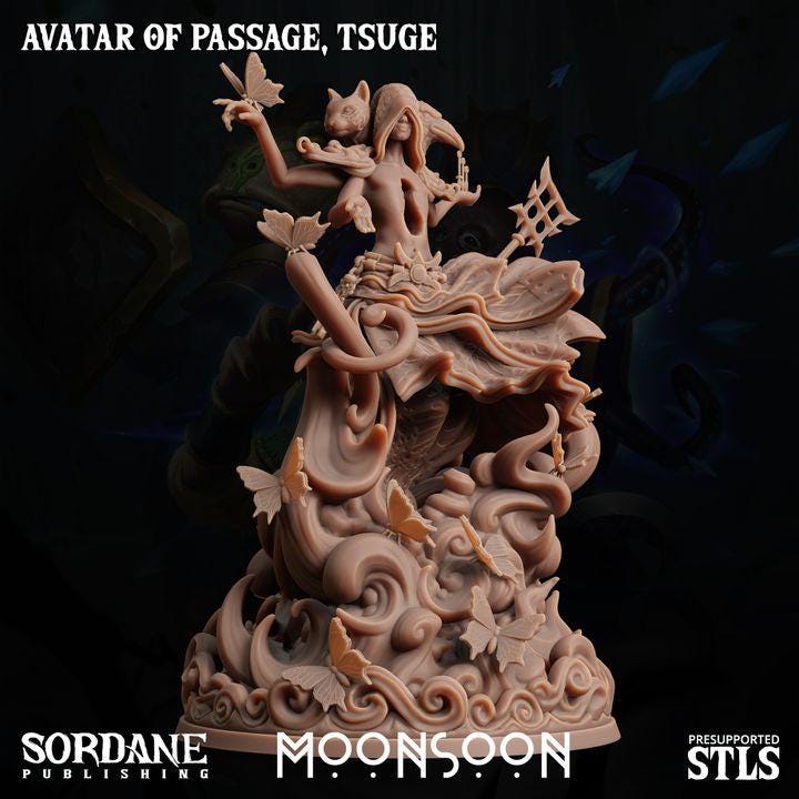 Tsuge, Avatar of Passage Miniature | Sordane Publishing | Celestial Deity Miniature | TTRPG | D&D5e