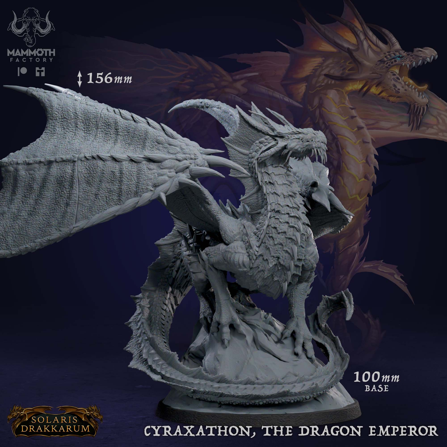 Cyraxathon, the Dragon Emperor Miniature | Mammoth Factory | TTRPGs