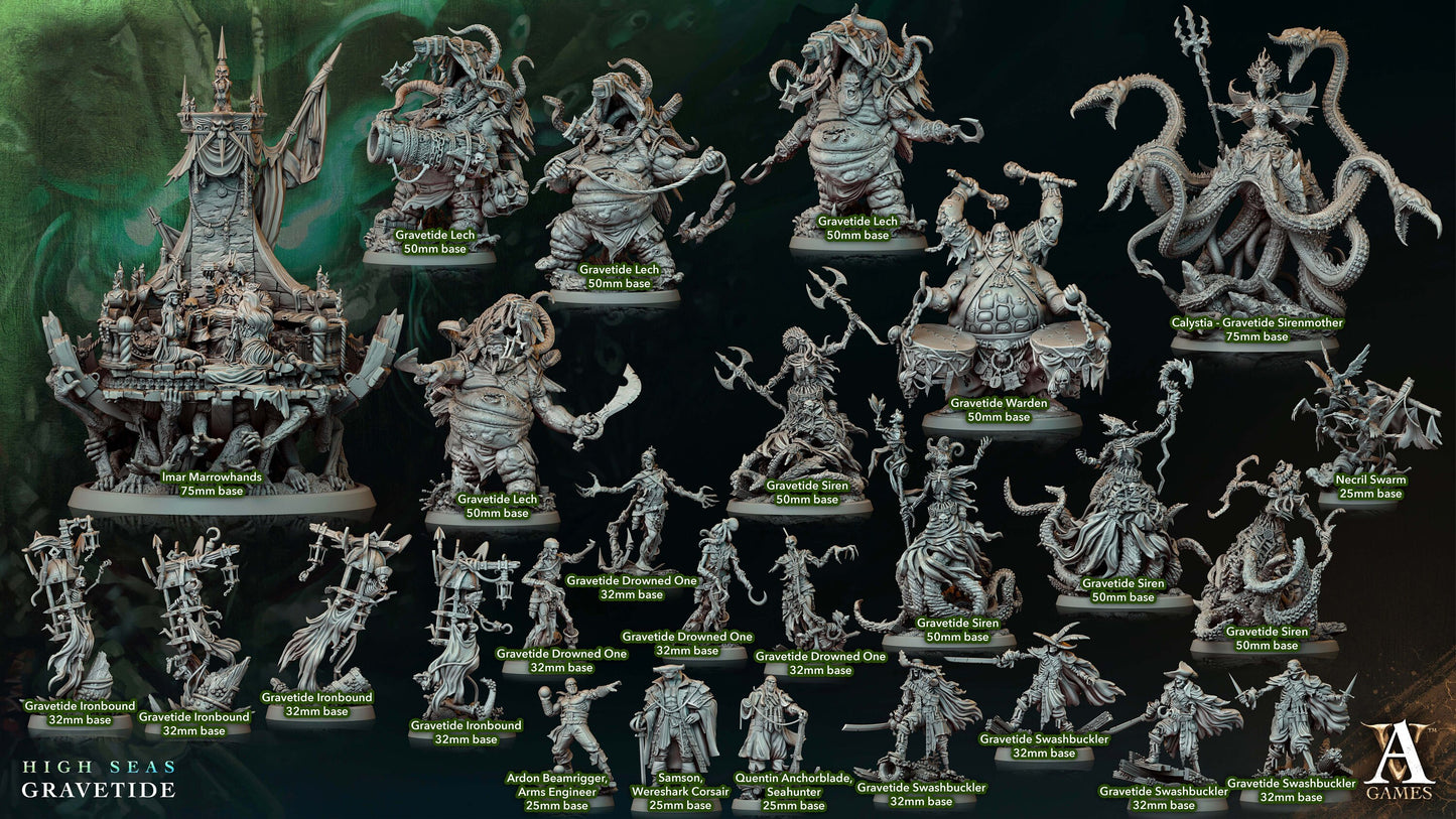 Gravetide Lech Miniatures (set of 4 unique) | Archvillain Games