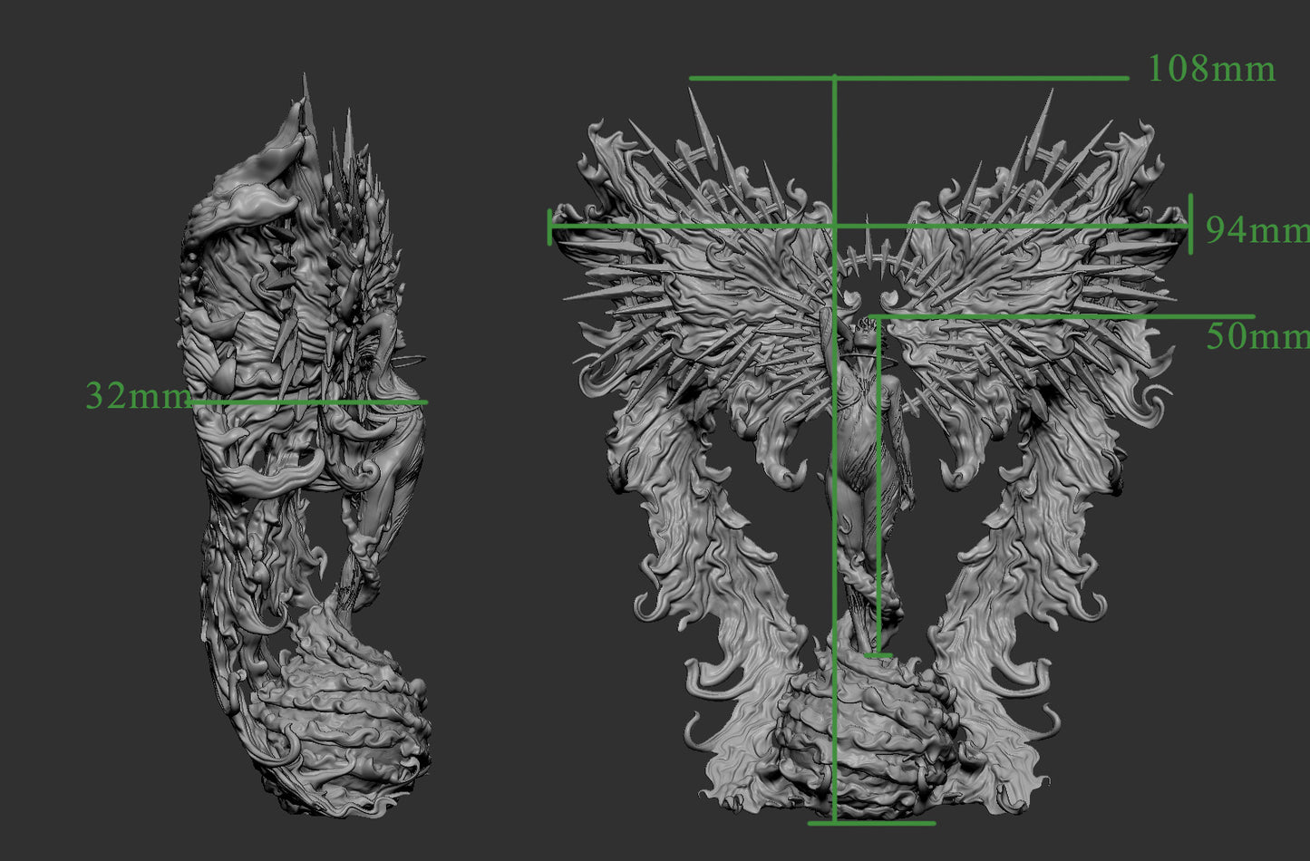 Grey render of eclipsed celestial with scaling by MMM. Fallen Angel model.