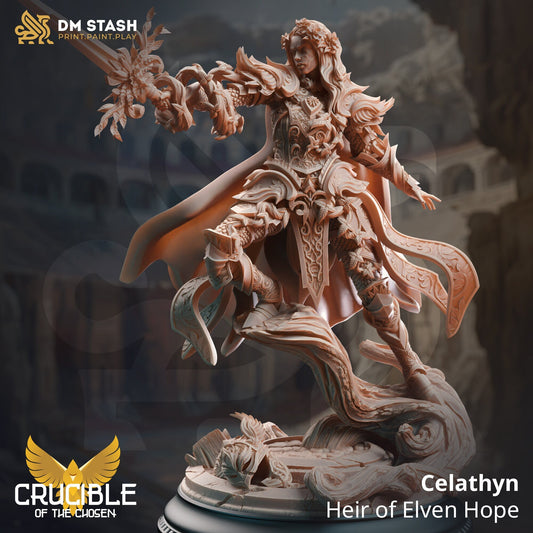 Celathyn, Heir of Elven Hope Miniature | DM Stash | Character Miniature PC/NPC | 32mm Scale