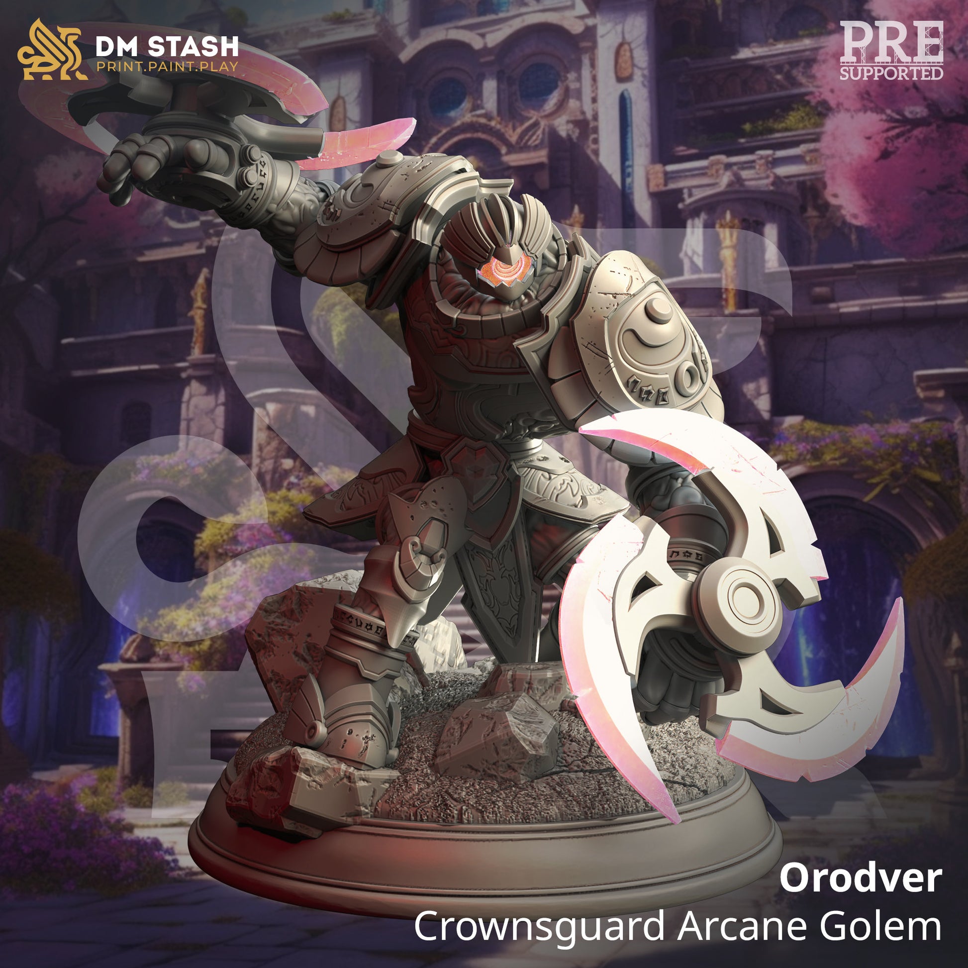 Orodver, Crownsguard Arcane Golem Miniature | DM Stash | Monster or Character | 32mm Scale