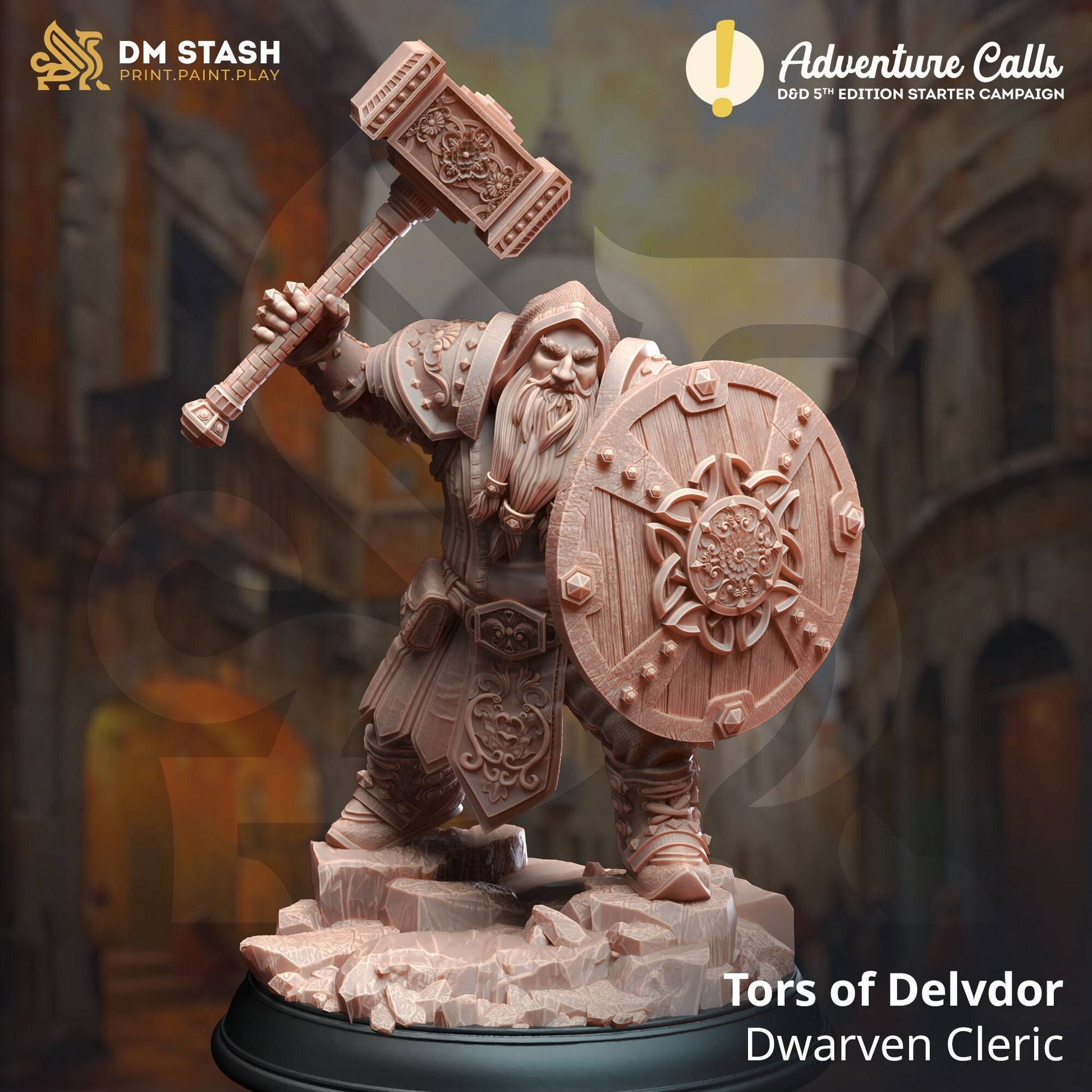 Tors of Delvdor, Dwarven Cleric Miniature | DM Stash | Character Miniature PC/NPC | 32mm Scale