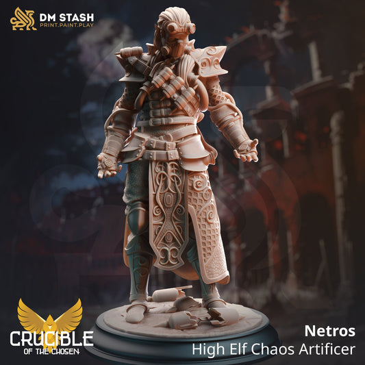 Netros, High Elf Chaos Artificer Miniature | DM Stash | Character Miniature PC/NPC | 32mm Scale