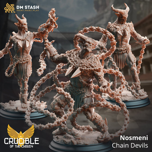 Nosmeni Chain Devils Miniatures | DM Stash | Monster Encounter | Multiple Miniatures | 32mm Scale