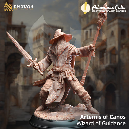 Artemis, Wizard of Guidance Miniature | DM Stash | Character Miniature PC/NPC | 32mm Scale