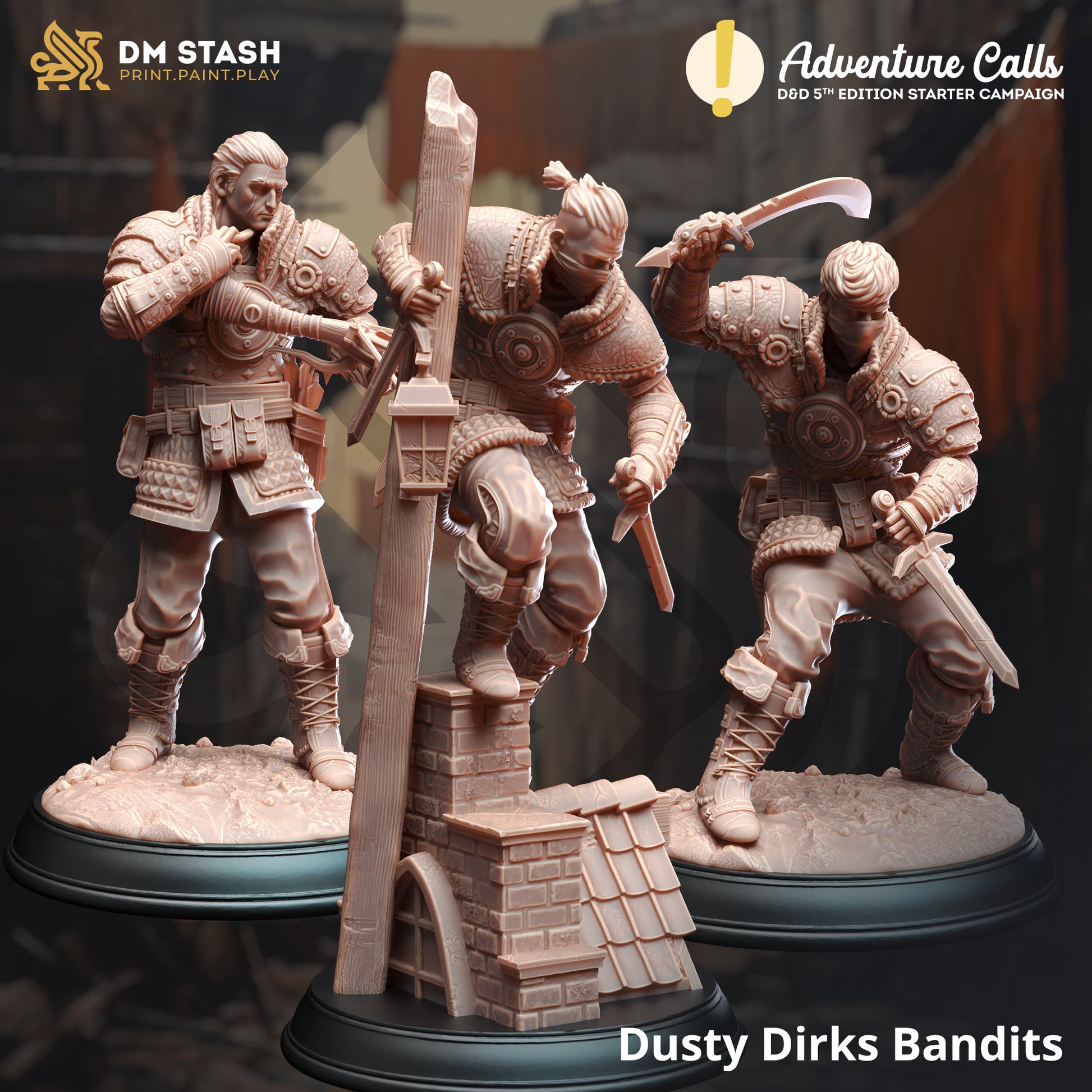 Bandit Thugs Miniatures | DM Stash | Character Miniature PC/NPC| Urban Encounters | 32mm Scale