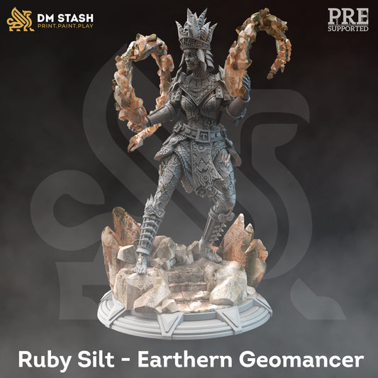 Ruby, Earth Genasi Geomancer Miniature | DM Stash | Character Miniature PC/NPC | 32mm Scale