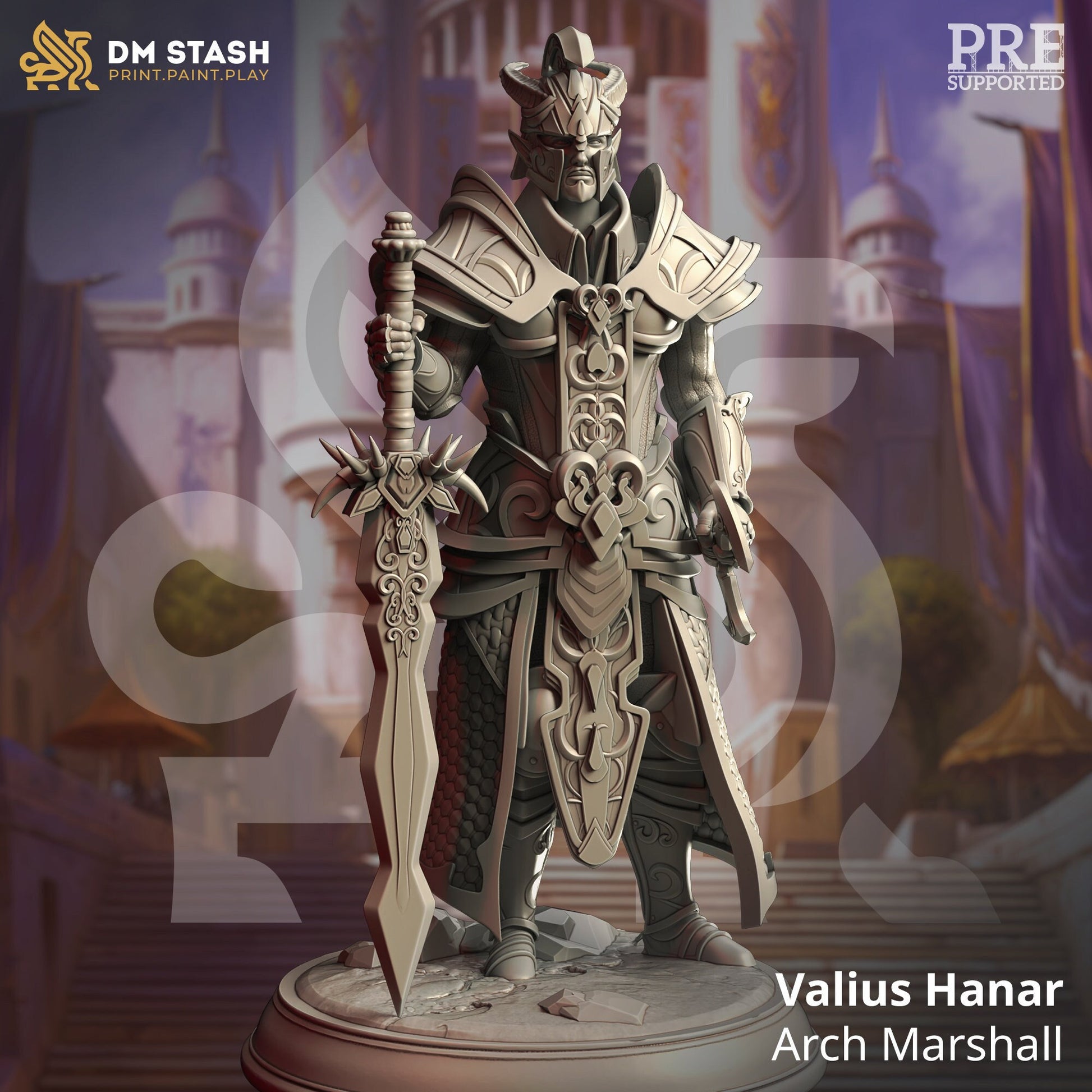 Valius Hanar, Arch Marshall Miniature | DM Stash | Character Miniature PC/NPC | 32mm Scale