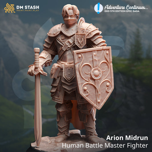 Arion, Human Battle Master Fighter Miniature | DM Stash | Character Miniature PC/NPC | 32mm Scale