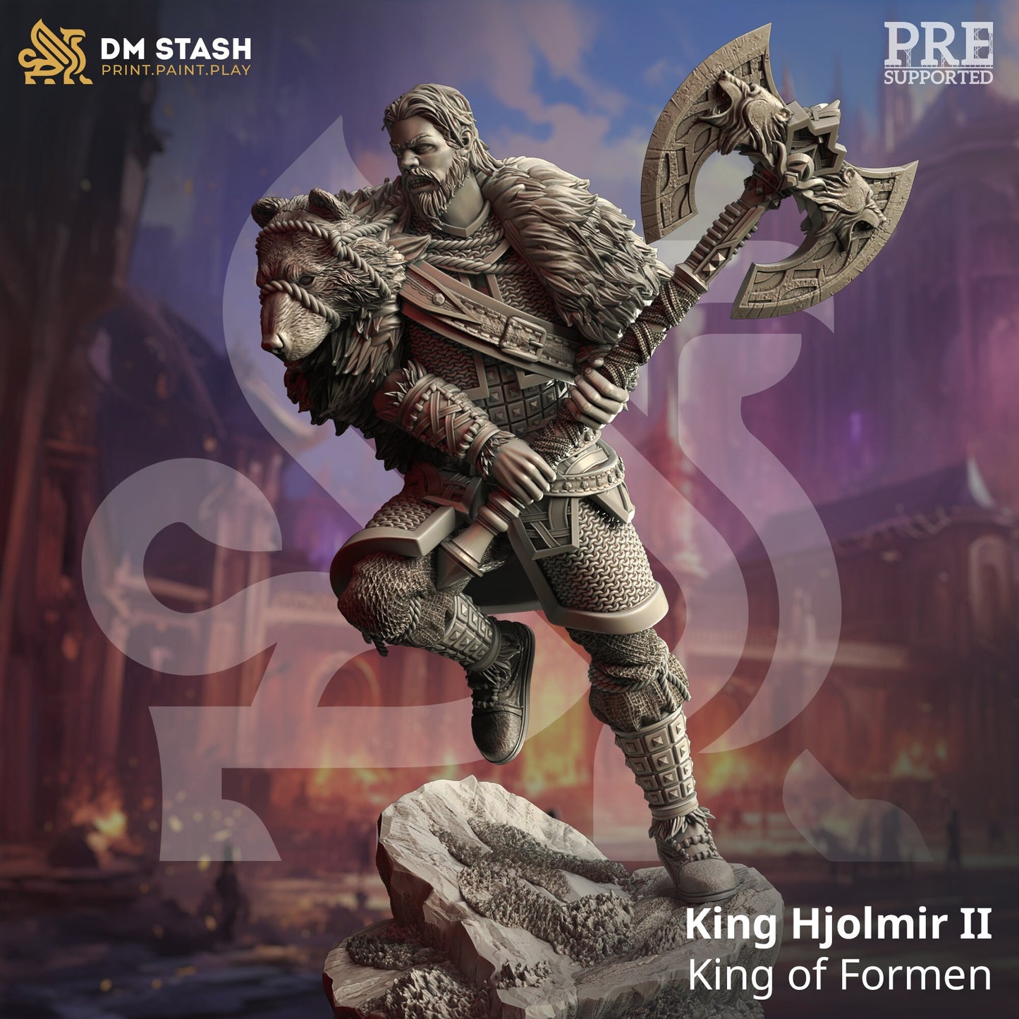 King Hjolmir II, King of Formen Miniature | DM | Character Miniature pc/npc | 32mm Scale