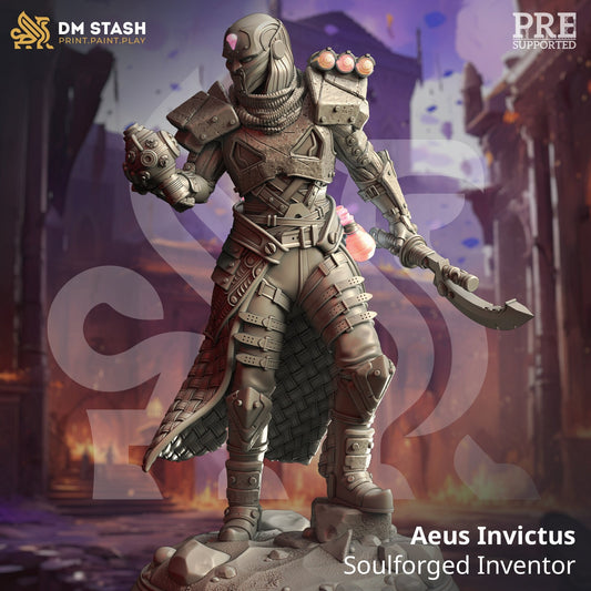 Aeus Invictus, Soulforged Inventor Miniature | DM Stash | Character Miniature PC/NPC | 32mm Scale