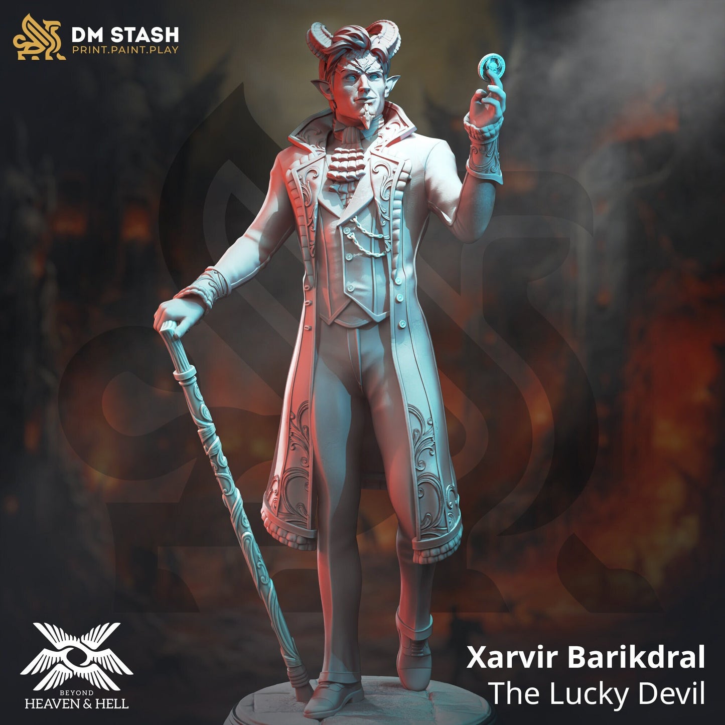 Xarvir Barikdral, Lucky Devil Miniature | DM Stash | Character Miniature PC/NPC | 32mm Scale