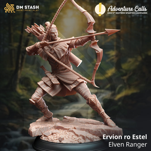 Ervion ro Estel, Elven Ranger Miniature | DM Stash | Character Miniature PC/NPC | 32mm Scale