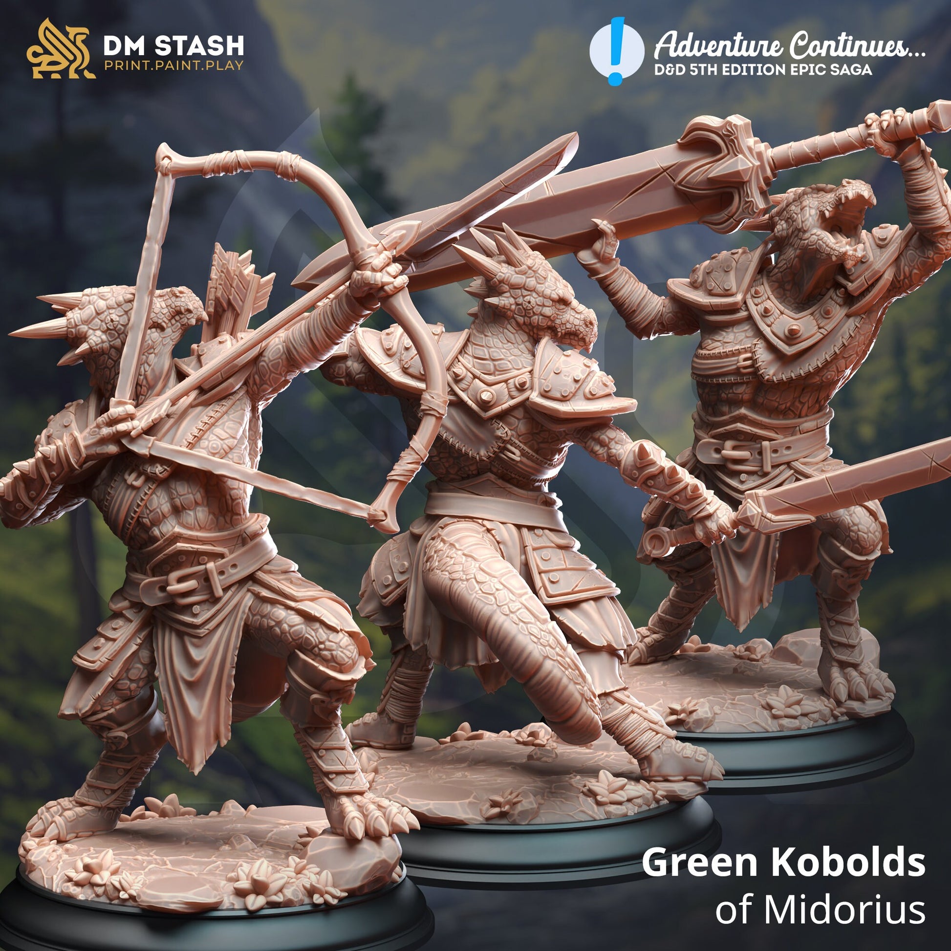 Green Kobolds Miniatures | DM Stash | Character Miniature PC/NPC | Forest Encounter | 32mm Scale