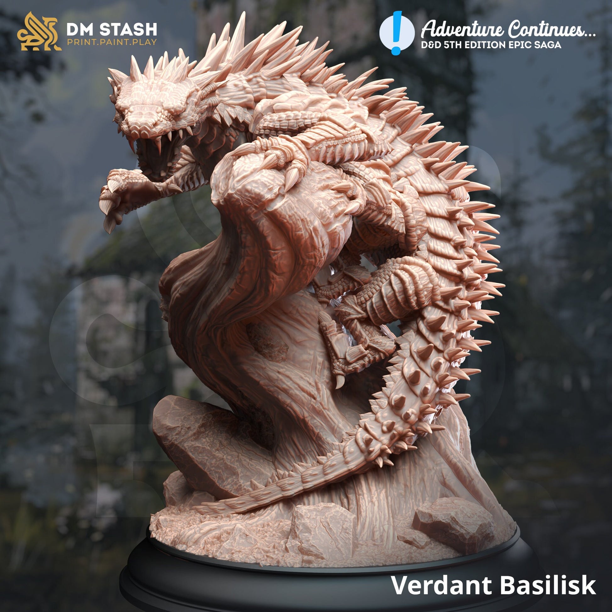 Verdant Basilisk Miniature | DM Stash | Character Miniature PC/NPC | Forest Encounter | 32mm Scale