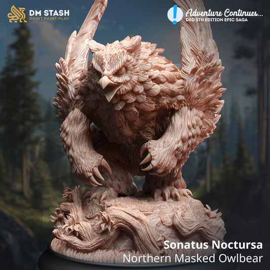 Northern Masked Owlbear Miniature | DM Stash | Character Miniature PC/NPC | Forest Encounter | 32mm Scale