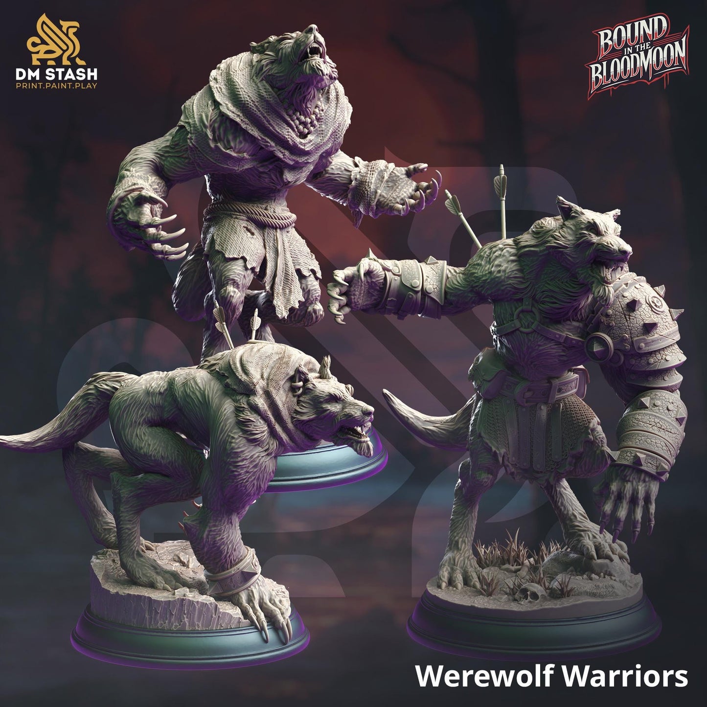 Werewolf Warriors Miniatures | DM Stash | Dark Forest Encounter | 32mm Scale