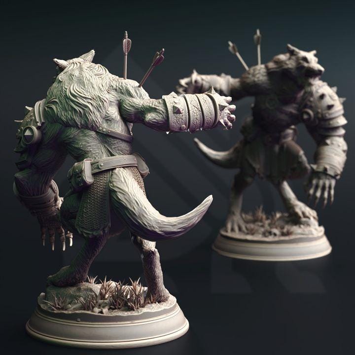 Werewolf Warriors Miniatures | DM Stash | Dark Forest Encounter | 32mm Scale