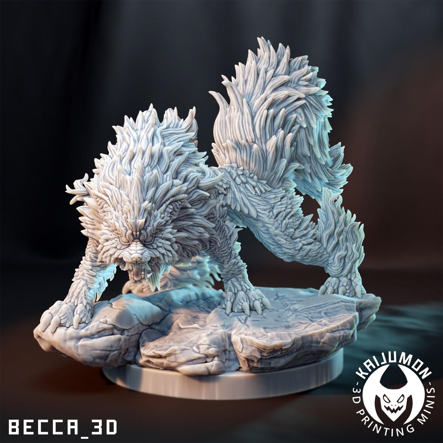 Kaijumon Fire Wolf Line Miniatures | 3D Printed Collectible | Figurine