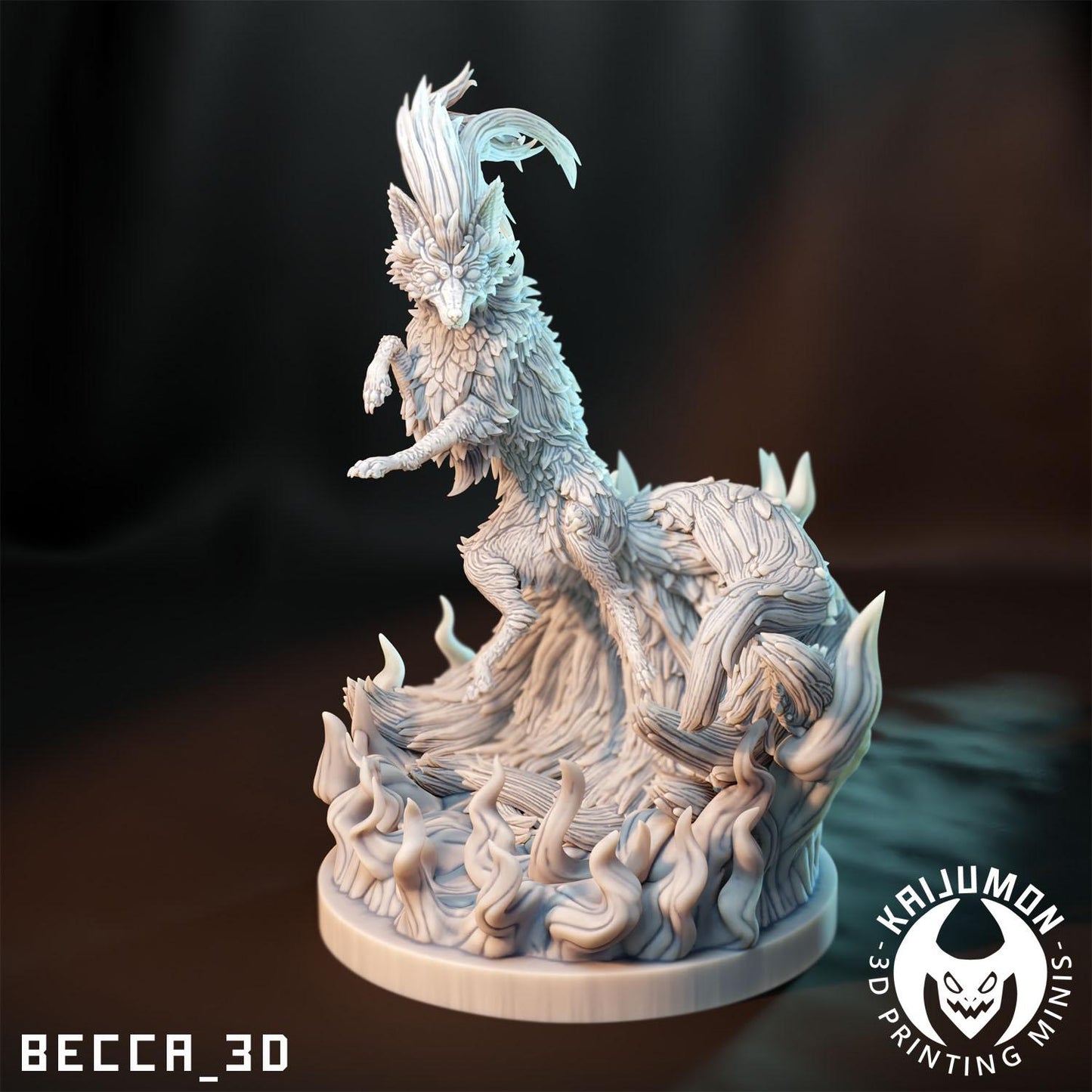 Kaijumon Fire Fox Line Miniatures | 3D Printed Collectible | Figurine