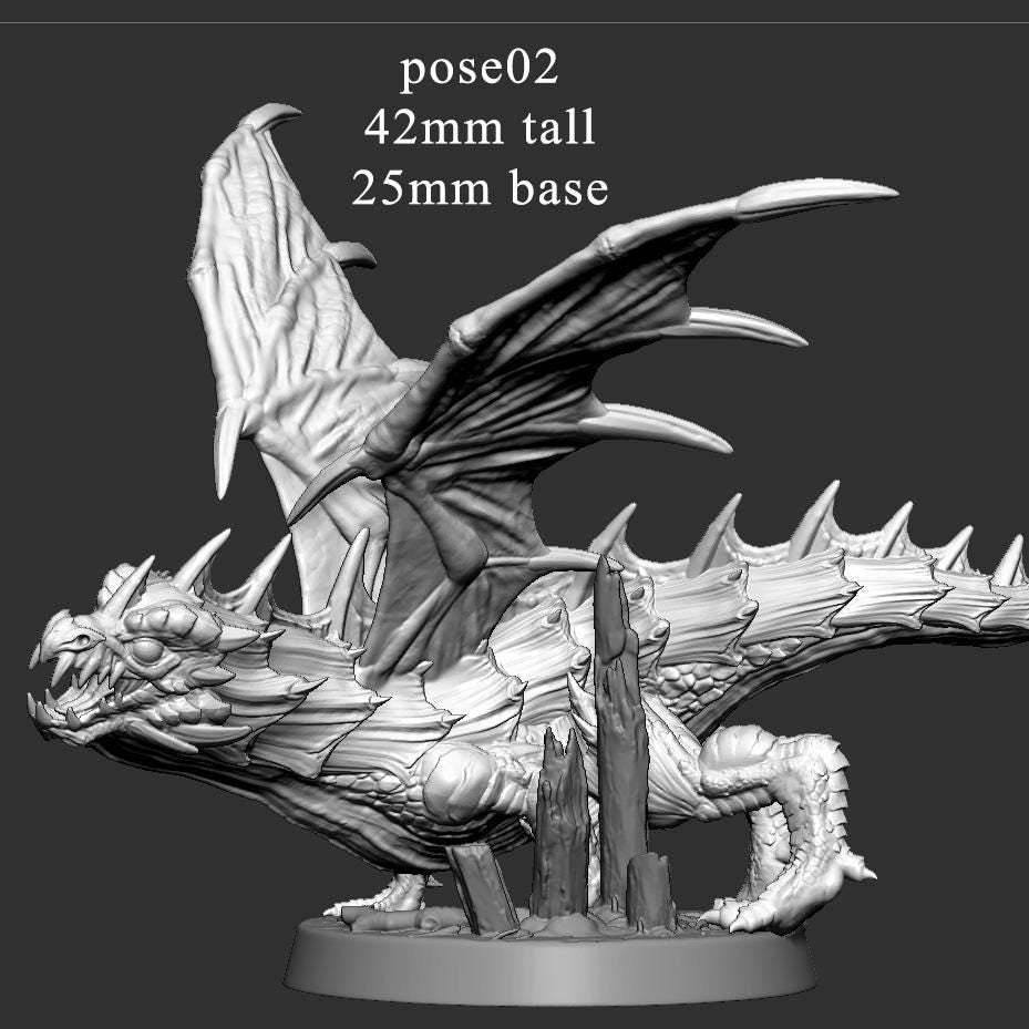 Young Green Dragon Miniatures | Mini Monster Mayhem | TTRPG Minis | Dragon Wyrmling |