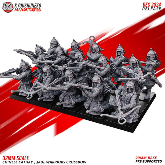 Cathay Jade Warrior Crossbowmen Miniatures (w/ bases) | Kyoushuneko Minis | Fantasy Wargaming | 32mm Scale