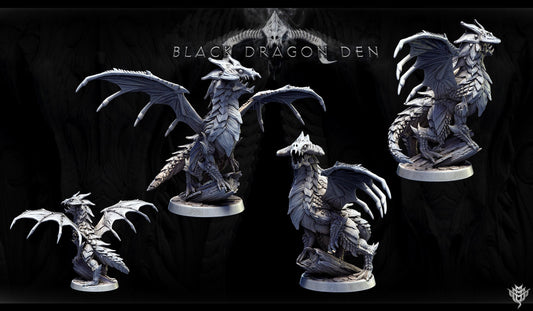 Young Black Dragon Miniatures | Mini Monster Mayhem | TTRPG Minis |