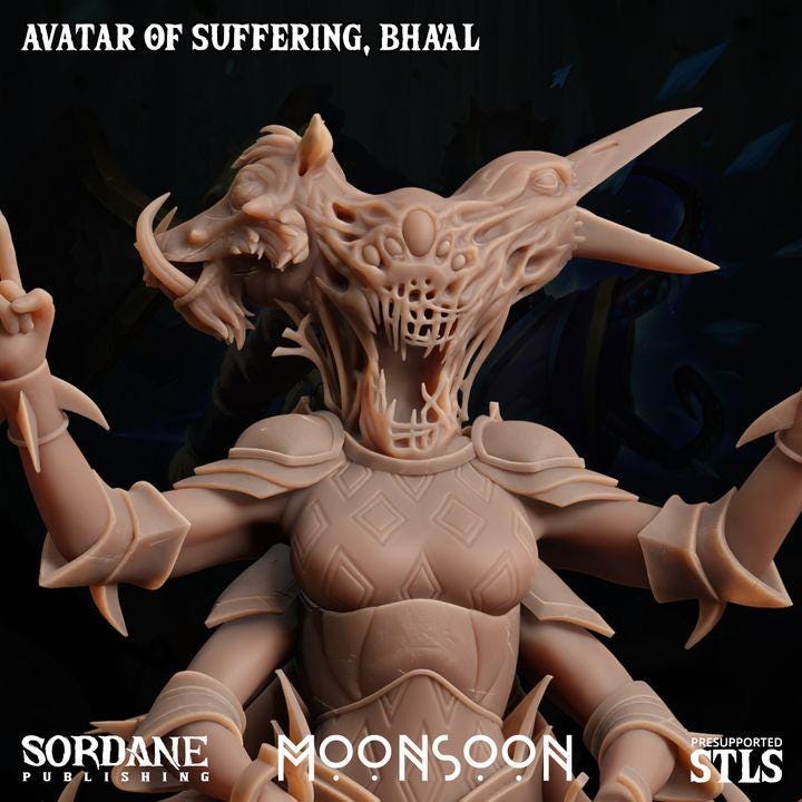 Bha'al, Avatar of Suffering Miniature | Sordane Publishing | Celestial Deity Miniature | TTRPG | D&D5e