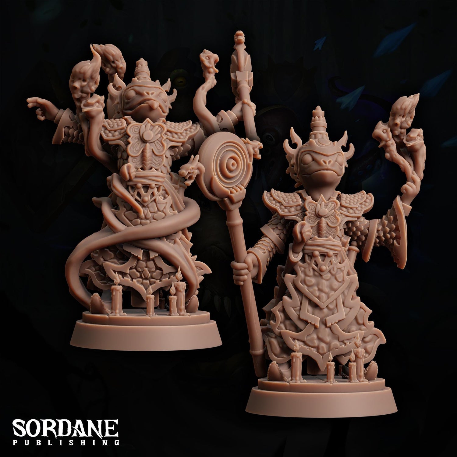 Froin Warlock, Maaz Kuul Miniature | Sordane Publishing | Animal Folk - Frog Miniature | NPC / Player Character Minis | TTRPG | D&D5e
