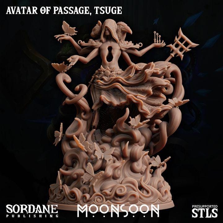 Tsuge, Avatar of Passage Miniature | Sordane Publishing | Celestial Deity Miniature | TTRPG | D&D5e
