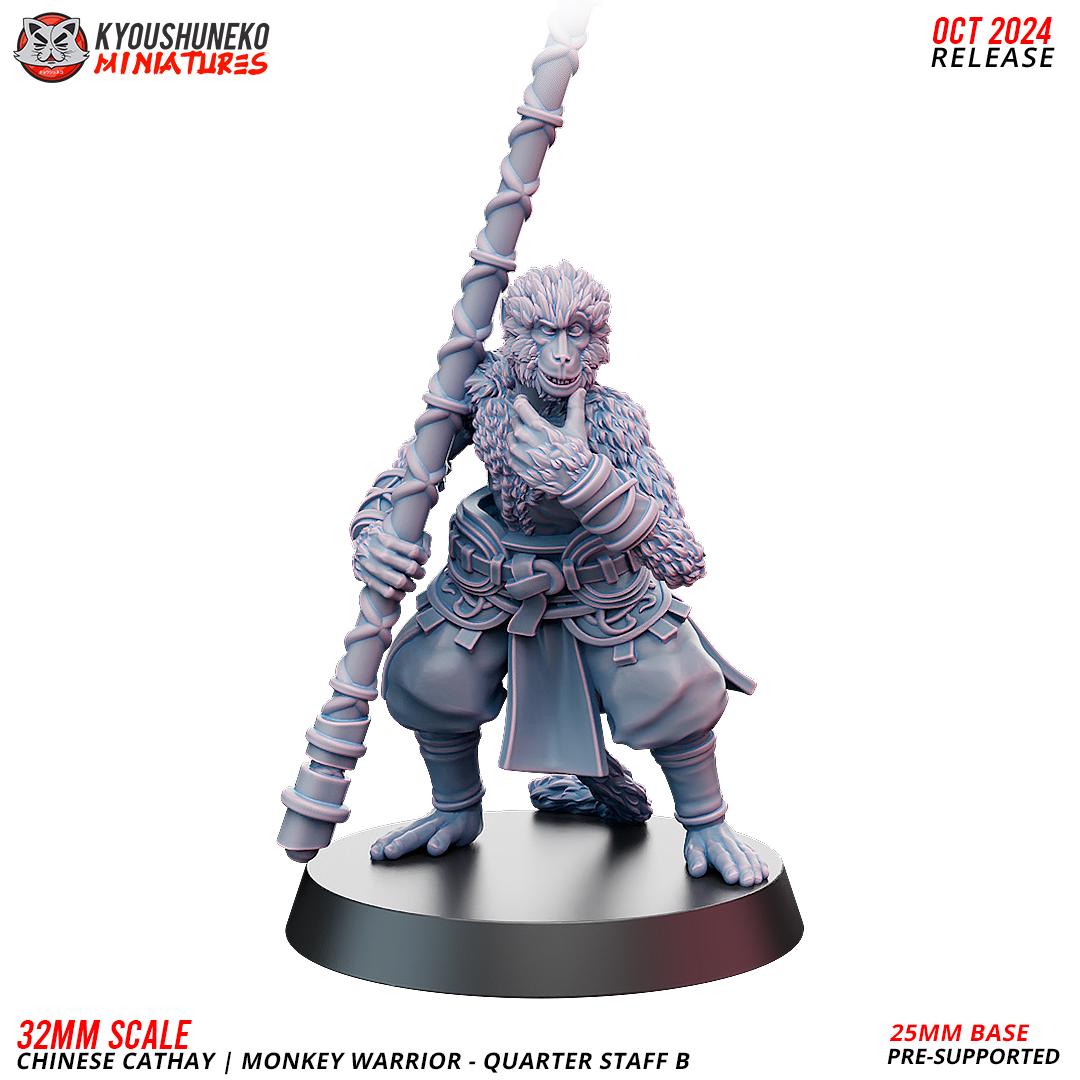 Cathay Monkey Warrior Miniatures (w/ bases) | Kyoushuneko Minis | Fantasy Wargaming | 32mm Scale