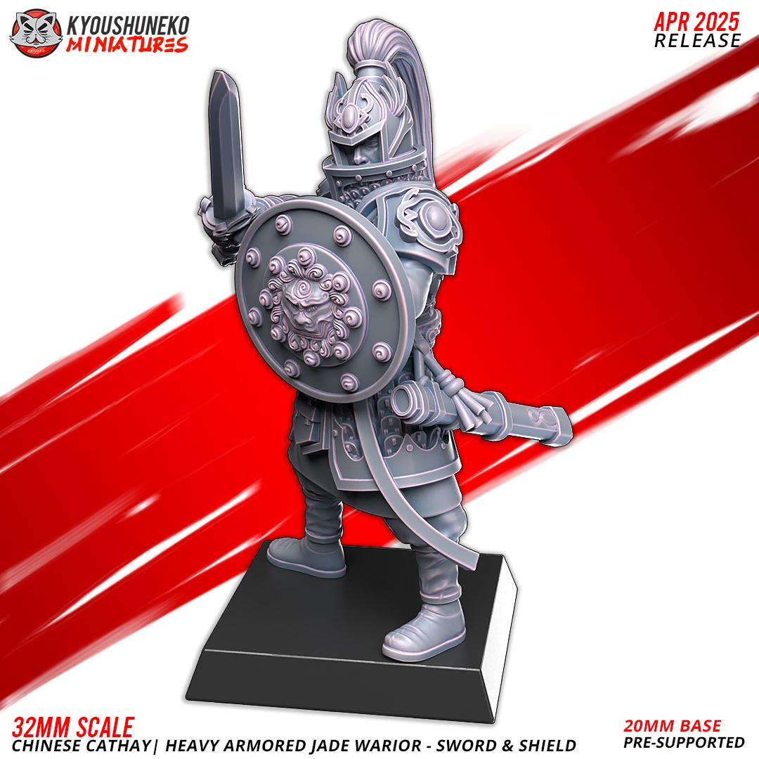 Cathay Heavy Armor Jade Warrior Miniatures (w/ bases) | Kyoushuneko Minis | Fantasy Wargaming | 32mm Scale
